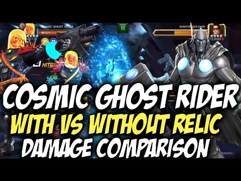 Cosmic Ghost Rider With Vs Without Thor Relic Damage Comparison | Marvel Contest Of Champions