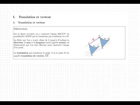 Translation et vecteurs - 1° Translation et vecteur