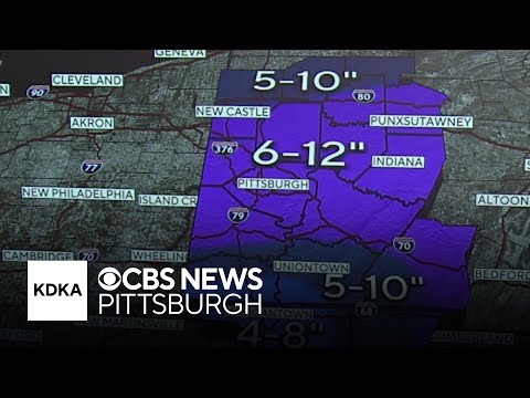 Forecasted snow totals for major winter storm in Pittsburgh