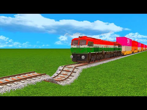 TRAINS VS POTHOLES-4 TRAINS CRASH ON BROKEN POTHOLES TRACK #57 | BeamNG.Drive | Train Simulator 2022