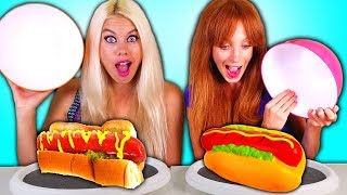 SQUISHY FOOD vs REAL FOOD Challenge PART 2!!! & Back To School Hacks and Tips!
