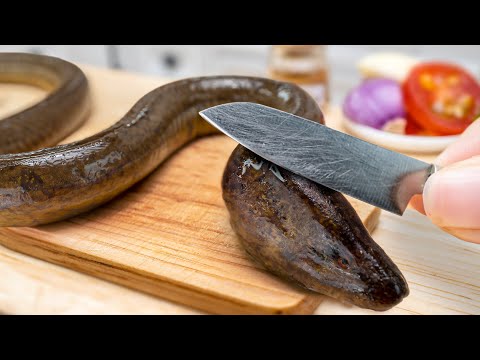 Yummy Miniature Eel with Cheetos Recipe 🐍 Fishing Eel with Egg and Cook in Mini Kitchen - ASMR Video