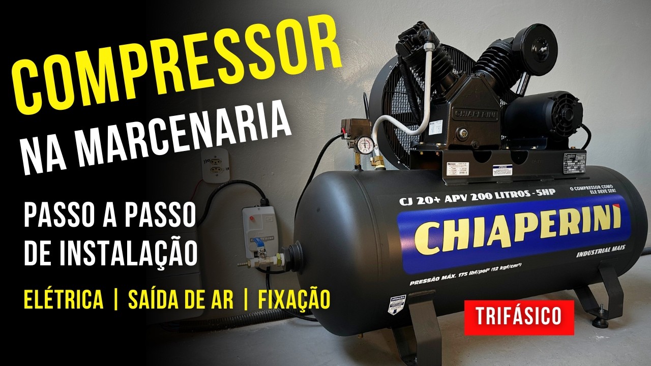 Como Instalar um Compressor Trifásico na Marcenaria - Passo a passo COMPLETO | Layout Episódio 02