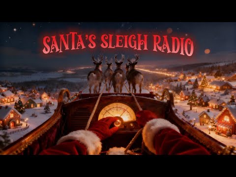 🎄 Santa’s Sleigh Ride Flying Radio POV 🎅 Vintage Christmas Cozy Holiday instrumental cheerful Music