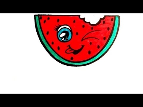  Watermelon Drawing 🍉 | Easy & Fun Cartoon Fruit Art for Kids