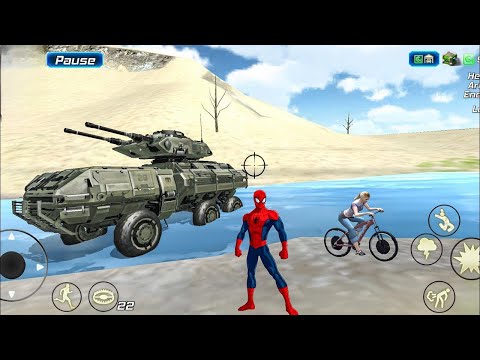 Rope Frog Ninja Superhero and Military Tank in Open World Game - Android Gameplay.
