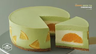 노오븐 오렌지 녹차 치즈케이크 만들기 : No-Bake Orange Green Tea (Matcha) Cheesecake Recipe | Cooking tree