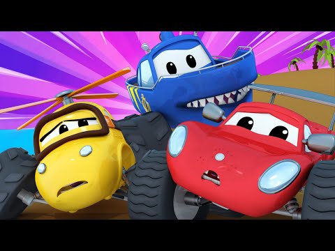 Monster Town Mia strandet mitten im Meer! - Lastwagen Zeichentrickfilme für Kinder 🚓 🚒