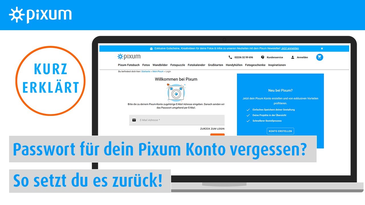 Video-Tutorial: Passwort in der Pixum Fotowelt zurücksetzen