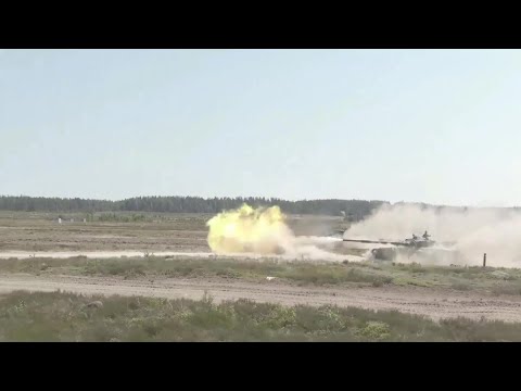Russian main battle tanks T-72B3 used guided missiles