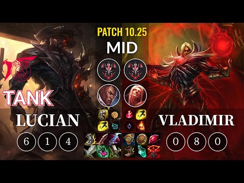 TLN Tank Lucian vs Vladimir Mid - KR Patch 10.25