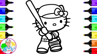 Coloring Hello Kitty Baseball Player Coloring Pages | Sanrio Hello Kitty Coloring Book Pages Art