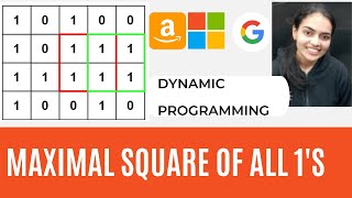 YouTube video 'Maximal square | Dynamic programming | Leetcode #221 | Largest Square Submatrix of all 1's'