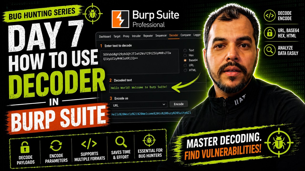 [English] Day 7: How to Use Decoder in Burp Suite (Encode/Decode Secrets) | Bug Hunting Full Course