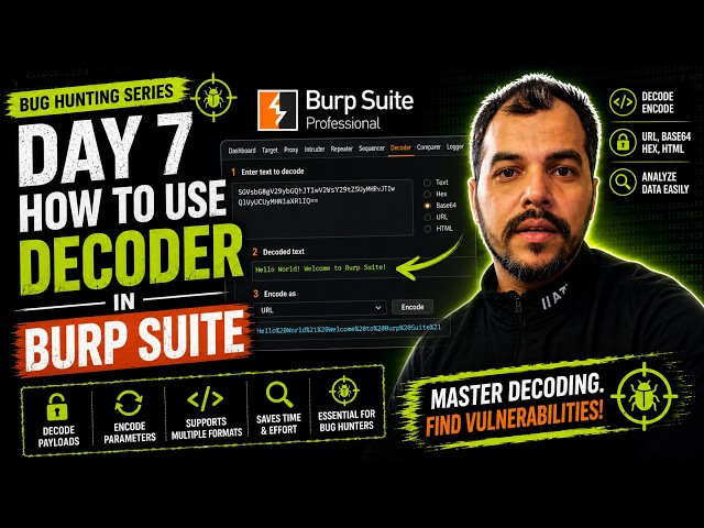 [English] Day 7: How to Use Decoder in Burp Suite (Encode/Decode Secrets) | Bug Hunting Full Course