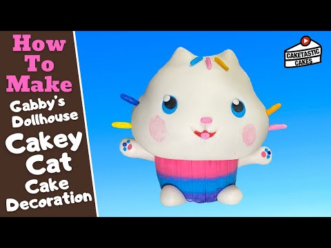 Cakey Cat Cake Topper - Gabby's Dollhouse Cake Tutorial How to Make Cake Decorating Video Caketastic