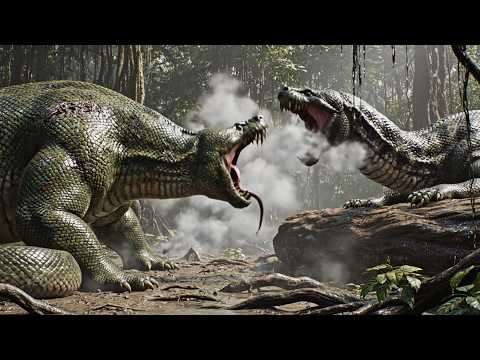 Batalha de Anacondas Macho Gigantes: Força Vs Velocidade na Água Turva