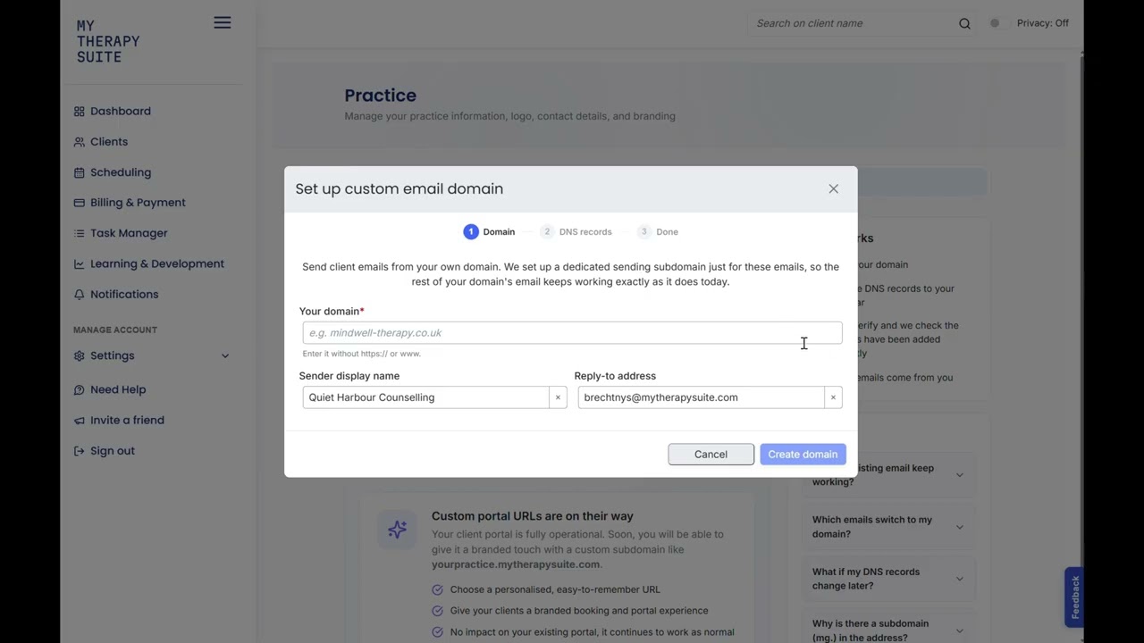 Send client emails from your own domain demo