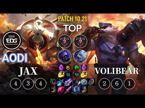 EDG Aodi Jax vs Volibear Top - KR Patch 10.21