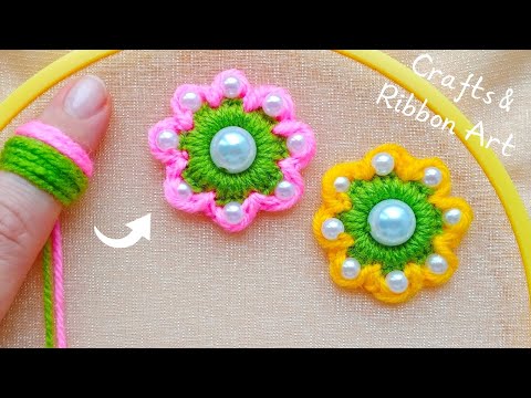 It's so Beautiful 💖🌟 Superb Woolen Flower Making Trick with Finger - New Amazing Woolen Flower Idea
