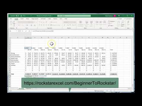 Part of a video titled Create an Expense Tracker in Excel in 14 Minutes - YouTube