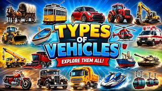 100 Vehicles Around the World 🚢🚑 Types of Transport in English