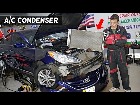 HYUNDAI SONATA AC CONDENSER REPLACEMENT REMOVAL, AC LEAKING FIX