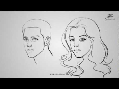 how to draw a male and female face drawing tutorial