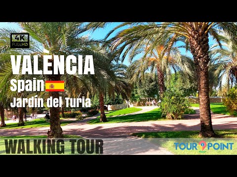 Valencia walking tour – BIKE RIDE – Turia park 4K Ultra HD