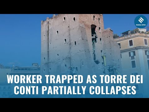 Medieval tower in Rome partially collapses during renovations, injuring a worker