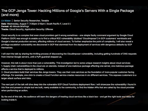 The GCP Jenga Tower: Hacking Millions of Google's Servers With a Single Package (and more)