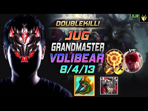 GrandMaster Volibear Jungle vs Lee Sin - 천상계 정글 볼리베어 템트리 룬 신파자 집공 ボリベア Волибир 不灭狂雷 - LOL KR 11.18