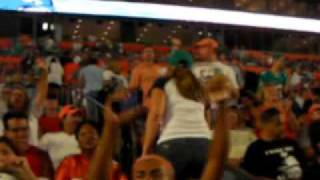 Crowd Reaction to T-Pain &amp; Pitbull new Miami Dolphins song