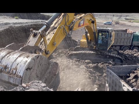 Caterpillar 352F Excavator Loading Mercedes & MAN Trucks - Ascon Ltd