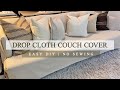 Couch Cover Using Drop Cloth | No Sewing!
