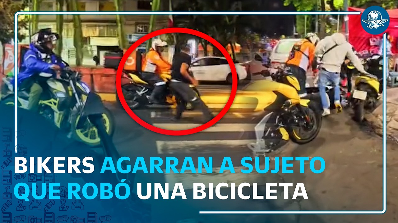Bikers hacen justicia; persiguen y golpean a sujeto acusado de robar una bicicleta en CDMX