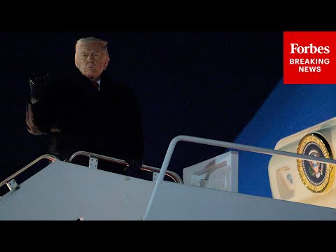 Trump Departs JBA On Air Force One En Route To The World Economic Forum In Davos, Switzerland