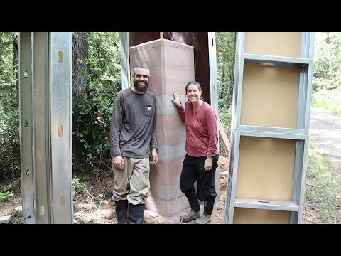 First Rammed Earth Pillar Reveal - Pt. 2 - Vlog 42
