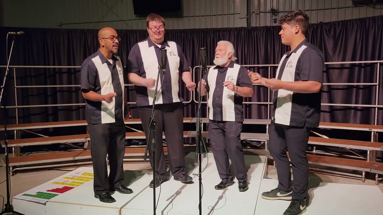 A quartet of members singing ‘He's Got the Whole World in His Hands’ at the Spirit of St. Louis Chorus Spring Show 2026 in De Soto, MO.