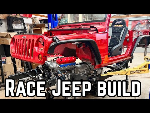 Installing the LS3, TH400 & Atlas Transfer Case into the Race Jeep! Ultra4 Jeep Wrangler Build Ep4