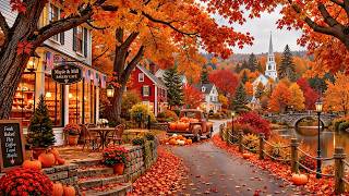 Walking Past a Cozy Bakery in Autumn Vermont 🍂 Warm Jazz & Quiet Moments to Unwind