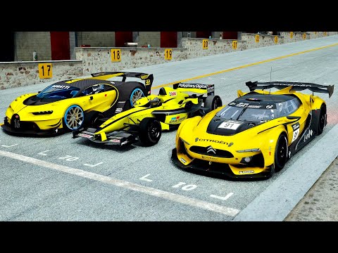 Formula Polyphony Gran Turismo vs Citroen Vision GT vs Bugatti Vision GT at Spa