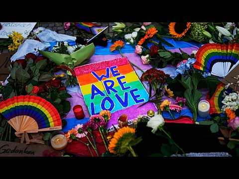 Video Thumbnail: Mourners lay flowers and candles after deadly Berlin Pride attack