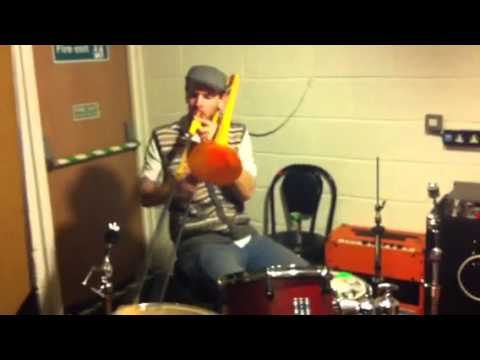 Mickey Bones of Perhaps Contraption - trombone drum kit