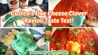 ☘️ COSTCO'S  5 CHEESE SHAMROCK RAVIOLI WITH RAO'S MARINARA SAUCE TASTE TEST! SIMPLE & DELICIOUS!☘️