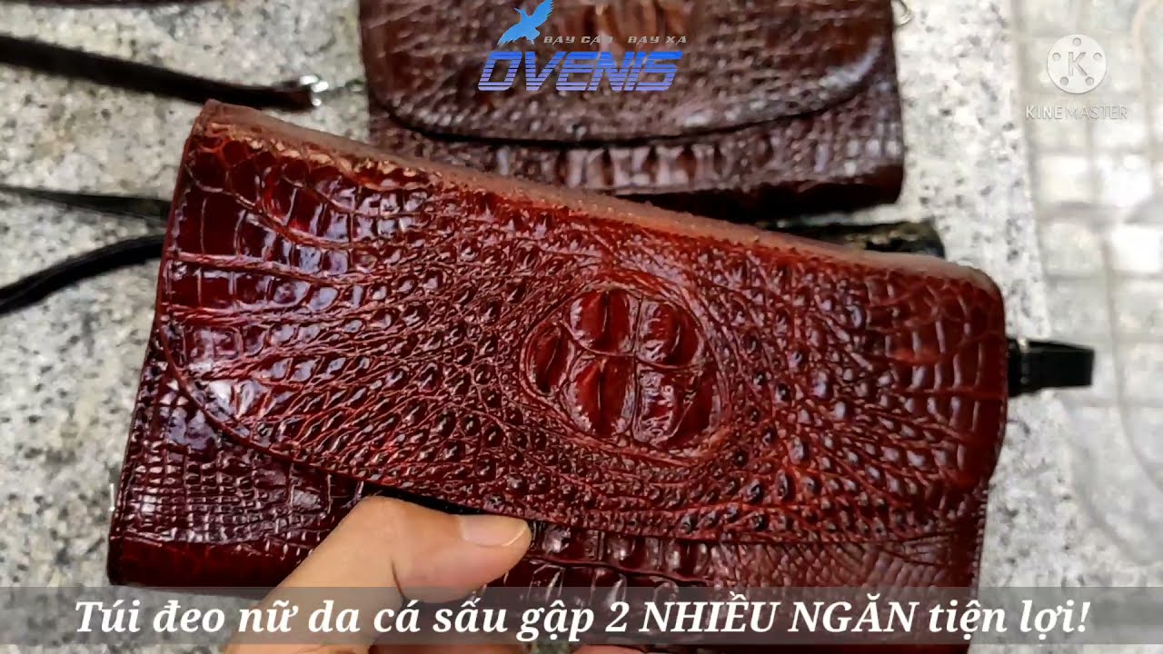 Túi đeo nữ DA CÁ SẤU GẬP 2 NHIỀU NGĂN!