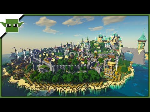 Minecraft Medieval Island Kingdom Timelapse + Cinematic (andyisyoda 5x5 building system)