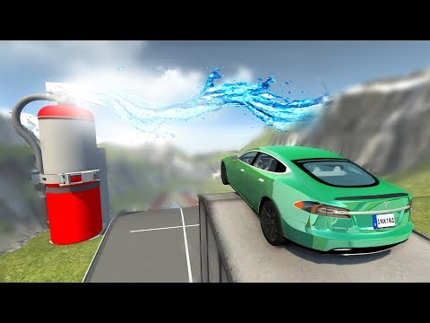 High Speed Jump Crashes into Giant Fire Extinguisher - Beamng drive