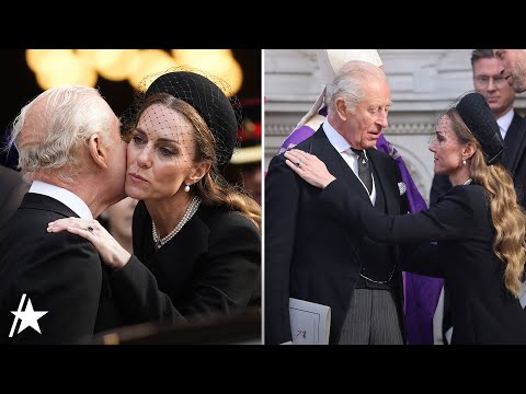 Kate Middleton Gives King Charles KISS & CURTSY At Duchess Of Kent's Funeral