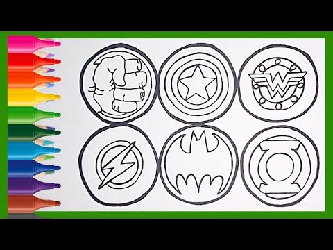 Como Desenhar e Colorir os Símbolos de Super Heróis | Desenhos Mágicos | Desenho Fácil